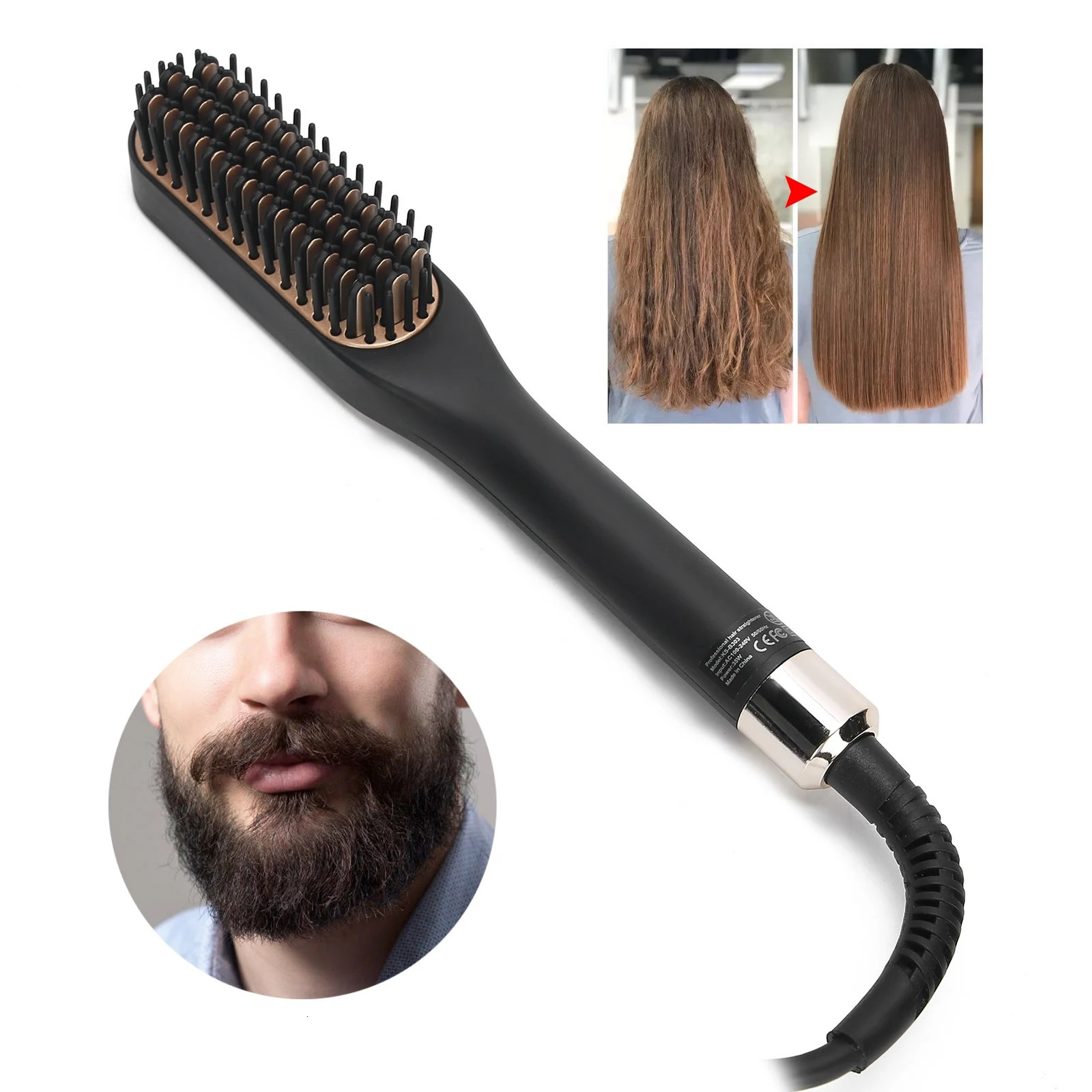 Electric Beard Straightening Comb Multifunctional Straightener Brush Hair Styling Tool for Men 250624