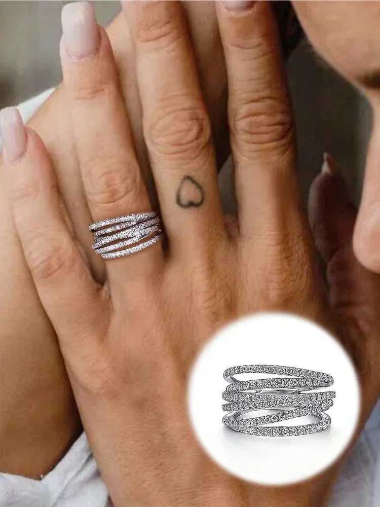 925 Sterling Silver Classic Retro Linewrapping Zircon Ring For Women Engagement Wedding Luxury Fashion High Quality Fine Jewelry XJ250707
