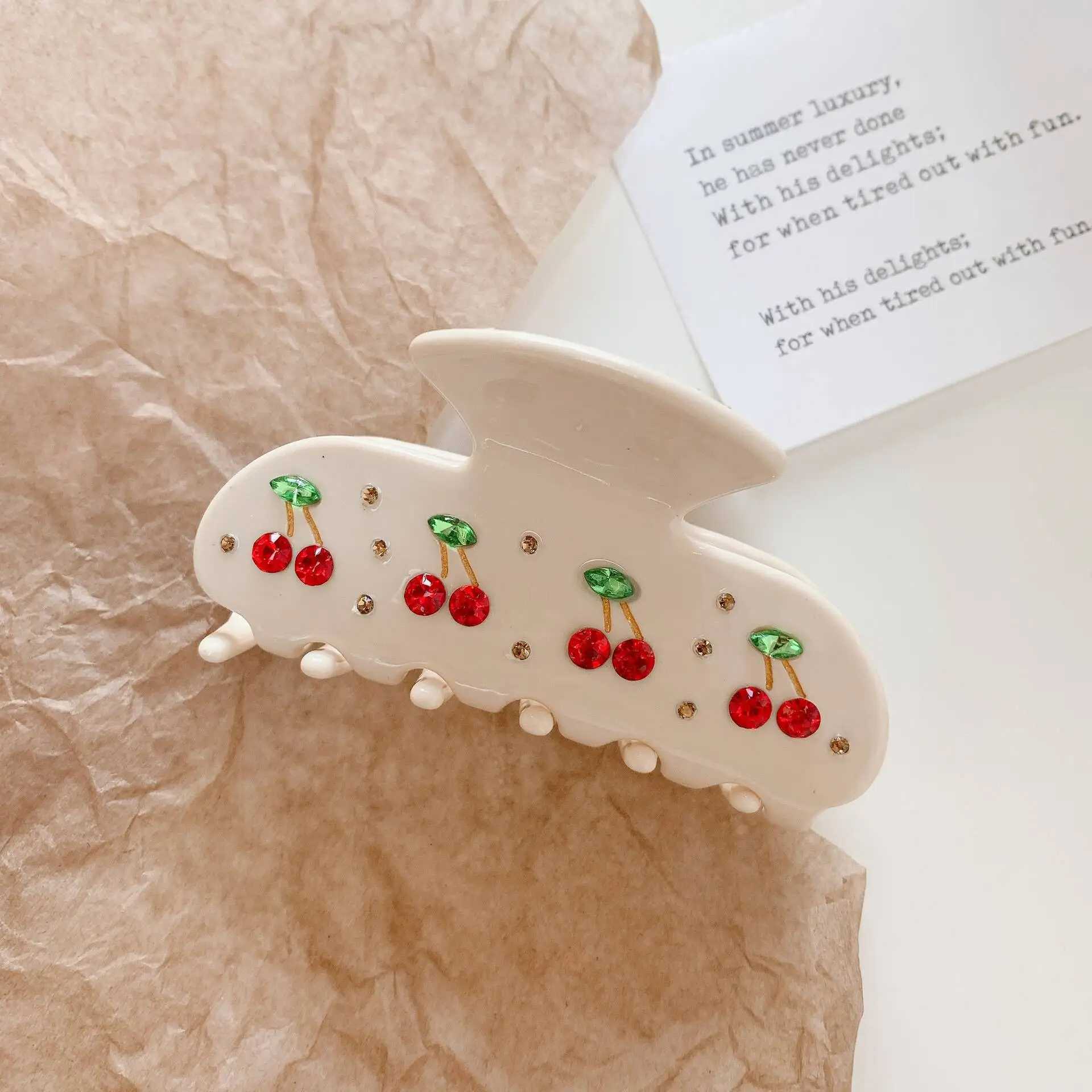 ute Cherry Pie Acetate Hair Clip Back of the Head Updo Claw Clip Nice Hair Accessories New Design Rhinestone Hair Ornament Y250707