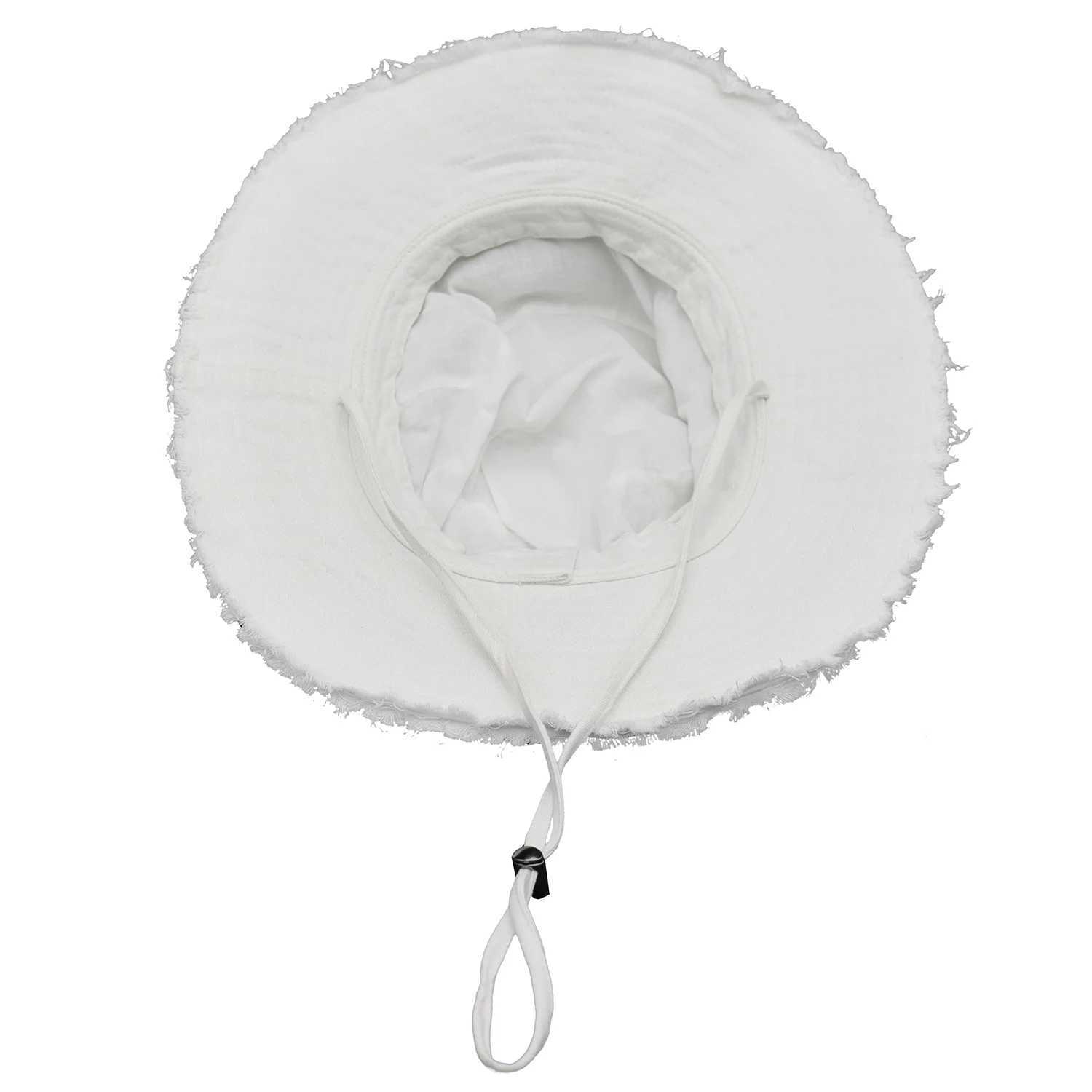 Connectyle Womens UPF50+ Cotton Wide Brim Sun Hat with Strap Ladies Summer Floppy Hats Packable Women Washed Fringes Bucket Hat Y250707