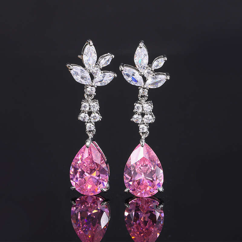 Paraiba Blue Sapphire Jewelry Live Simulation Red Long Emerald Earrings 630