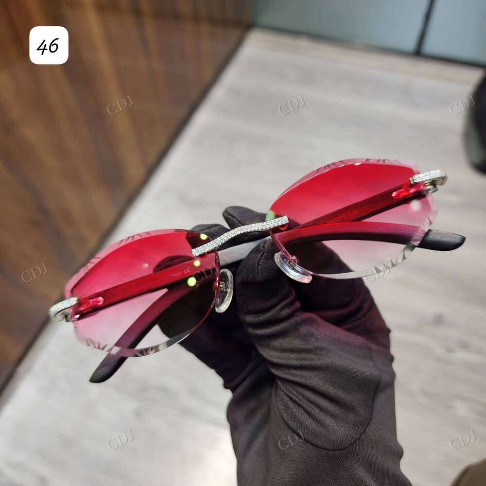 VVS Moissanite Glasses Hip-Hop Cut Lenses Red Sunglasses Unisex Luxury Men's Fashion Accessories