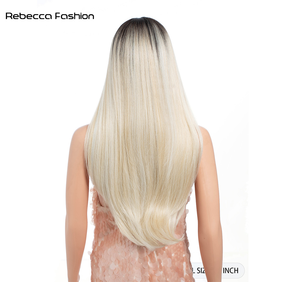 Rebecca Fashion Front High-definition T Lace Synthetic Fiber Wig High Temperature Resistant Wire 13*4*1 Lace Bangs Daily Party For Women