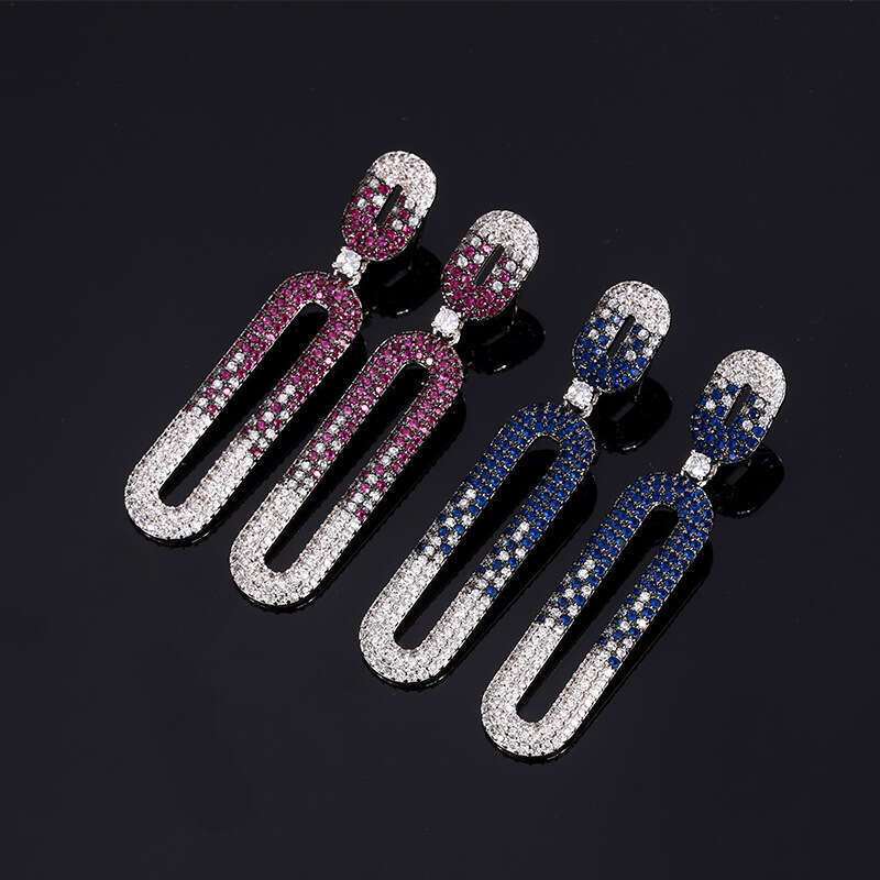S Sier Needle High-End Niche Ear Jewelry Exaggerated Tassel Zircon Sparkling Stud Earrings High Quality E80