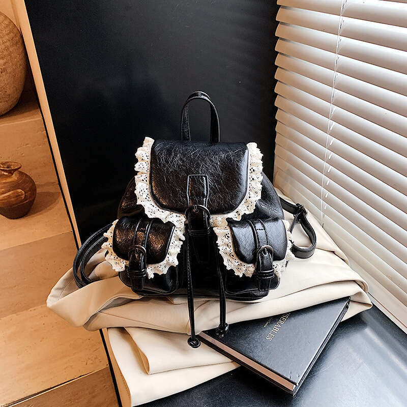 Fashion Small 2025 High-End Lace Trim Niche Design Creative Backpack Korean Free shipping Style Internet Celebrity