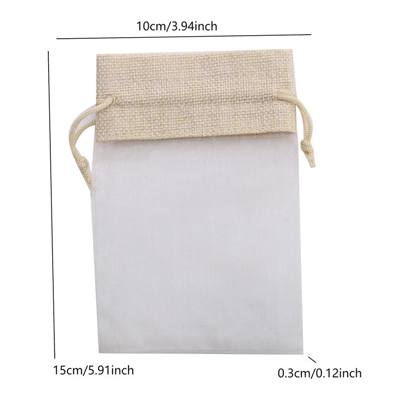 30/90Pcs Small Linen Jute Drawstring Gift Bags Pouch 15x10cm Wedding Party Favours Sack For Jewelries Gift Makeup Candy Fruits 250702