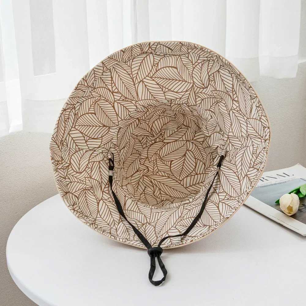 Women Summer Spring Reversible Bucket Hat UV Protection Wide Brim Lightweight Foldable Cotton Sun Hat for Outdoor Beach Travel Y250707