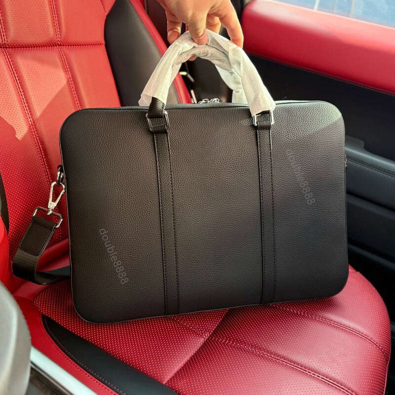 Luxury cowhide man's briefcase computer tablet bag classic black genuine leather shoulder crossbody bag office document bag messenger bag business bag office bag