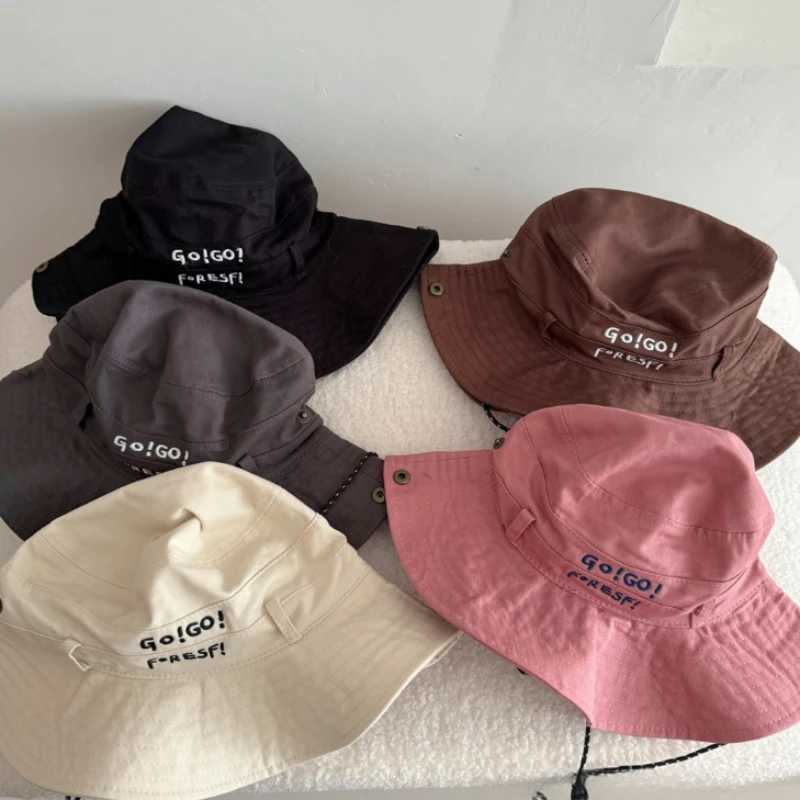 Japanese Retro Big Brim Sunshade Mens Caps New Spring and Summer Outdoor Hiking Camping Drawstring Bucket Hats for Women Y250707