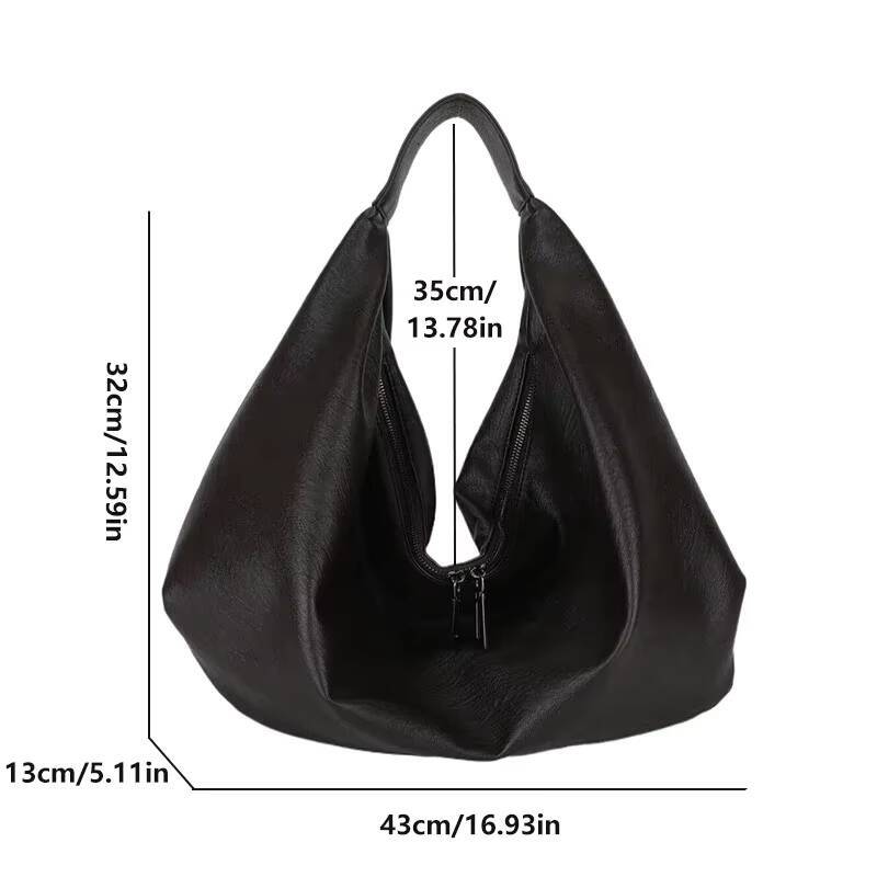 Big Black Shoulder Bags for Women Large Hobo Shopper Solid Color Quality Soft Leather Crossbody Handbag Lady Travel Tote Bag ddmynov