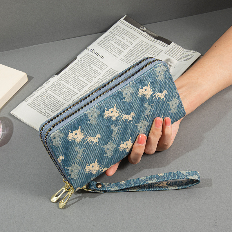 Free shipping designer Double Zipper Wallet for Women Long Style New European and American Design Large Capacity Double Layer Money Clip Printed Clutc