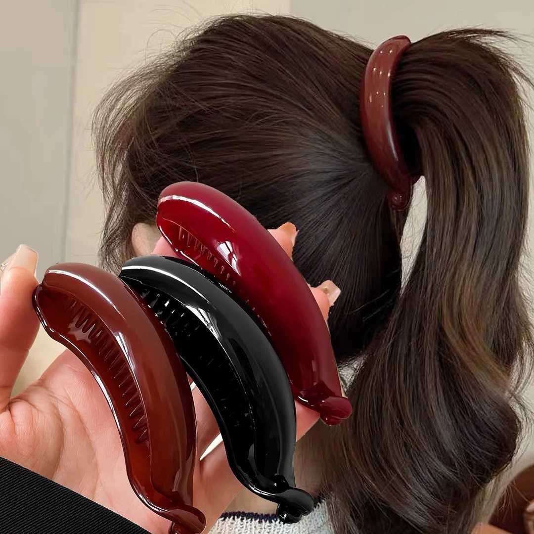Jelly Color Banana Clip Hair Claw Ponytail Buckle Ponytail Holders Hairpins Barrettes for Women and Girls Barrettes Hair Accessories Y250707