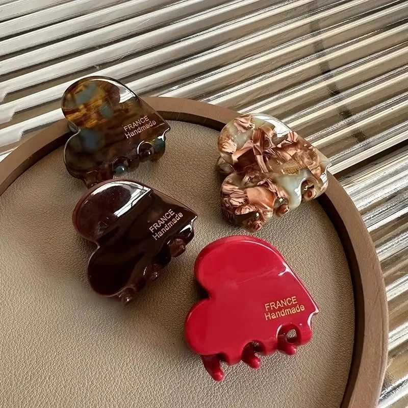 3.5cm Small Hair Claw Acetate Hair Crabs Cute Heart Shaped Hair Clips for Children Women Girls Hair Accessories Hairpins Clips Y250707