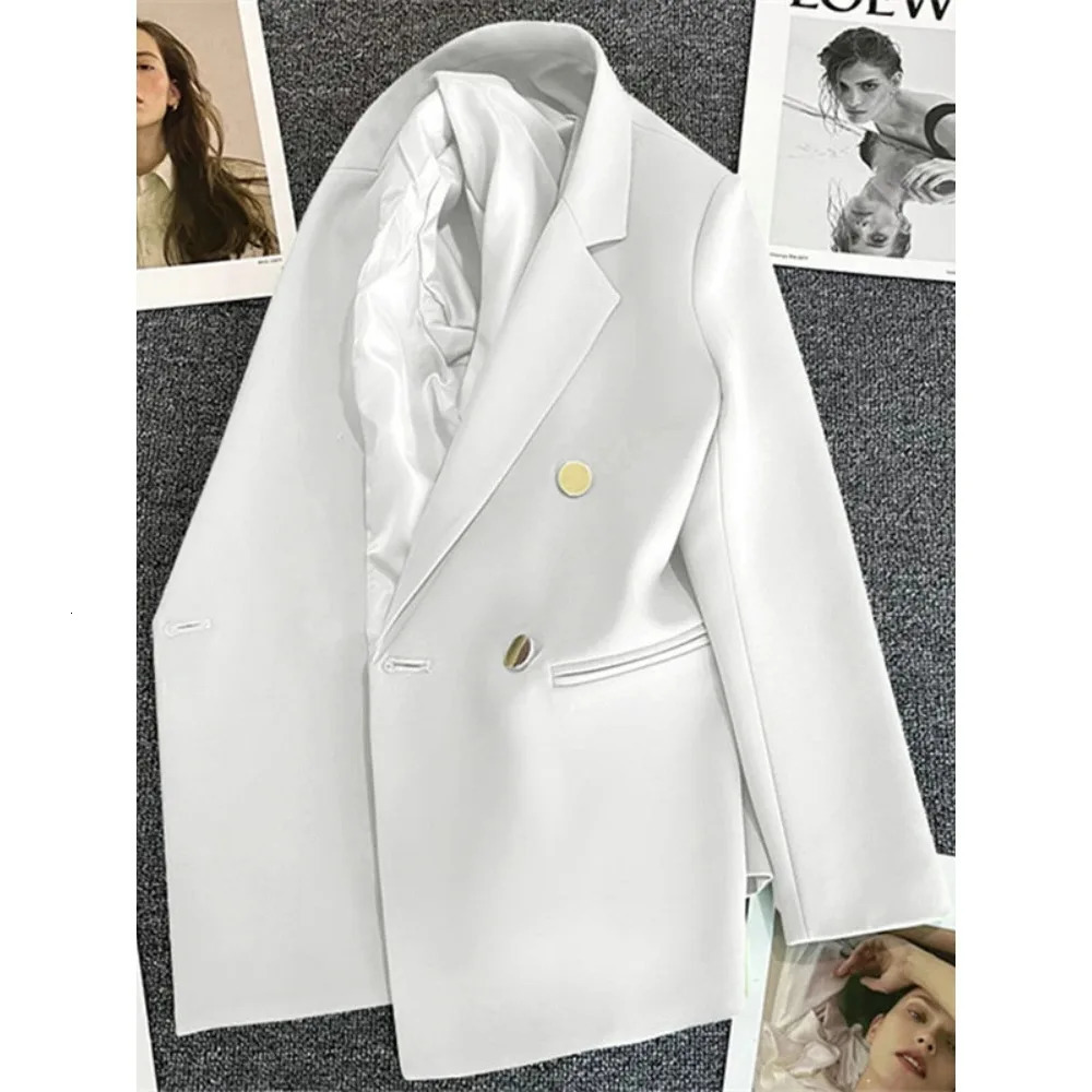 Women Suit Blazer Elegant Coat 2025 Spring Autumn Fashion Korean Double Breasted Jacket Solid Ladies Tops Clothes 250625