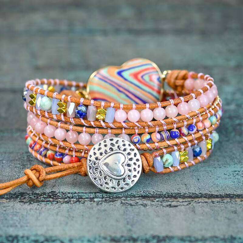Natural 5-Layer Handmade Heart-Shaped Imperial Stone Bracelet Women's Jewelry Drop Shipping