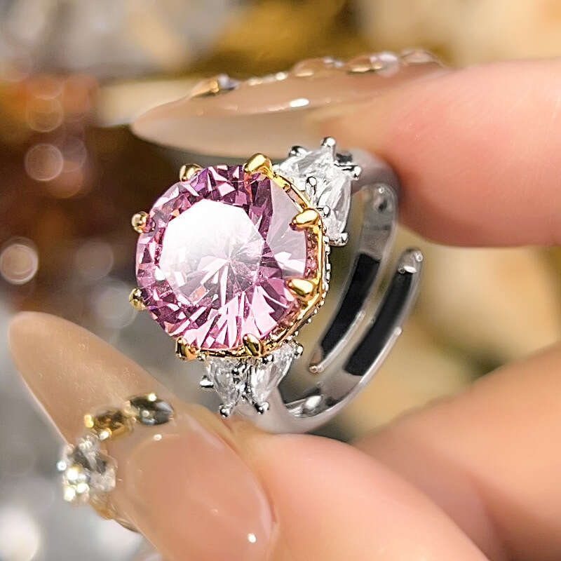 New Style Jewelry Colorful Gem Round Fashion Heavy Craft Luxury Inlaid For Women Two-Tone Gold-Plated Ring Ed3