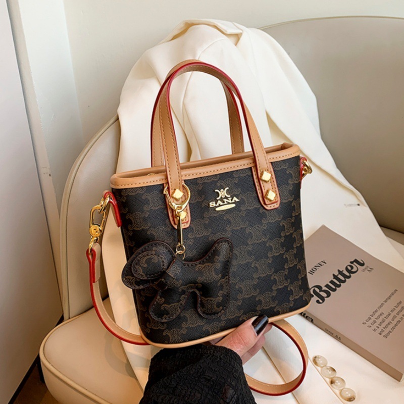 Designer High-End Feel 2025 New Korean Version Printed Versatile Bucket Elegant Handbag Fashion Shoulder Crossbody Light Luxury Women's Bag