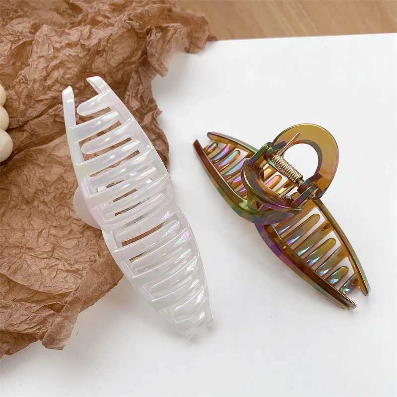 UXSL New Oversized Hair Claw Shark Clips Shiny Colorful Cross Grab Clip Elegant Ponytail Hairpin Hair Accessory for Women and Girls Y250707