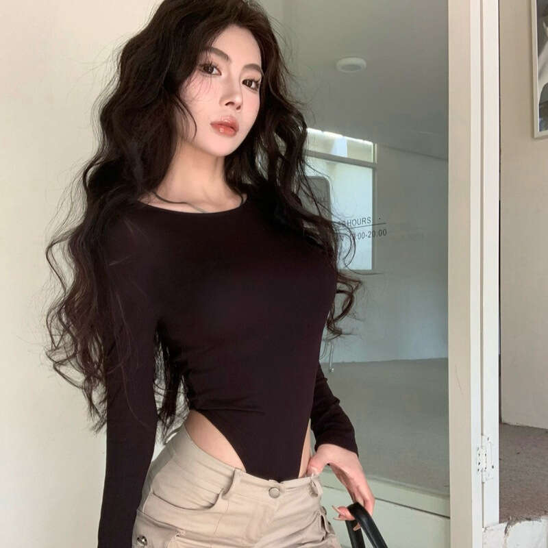 Autumn Winter New Slim Fit Brushed Cotton Round Neck Long Sleeve Inner T-Shirt Women's Bodysuit Base Shirt Top B5