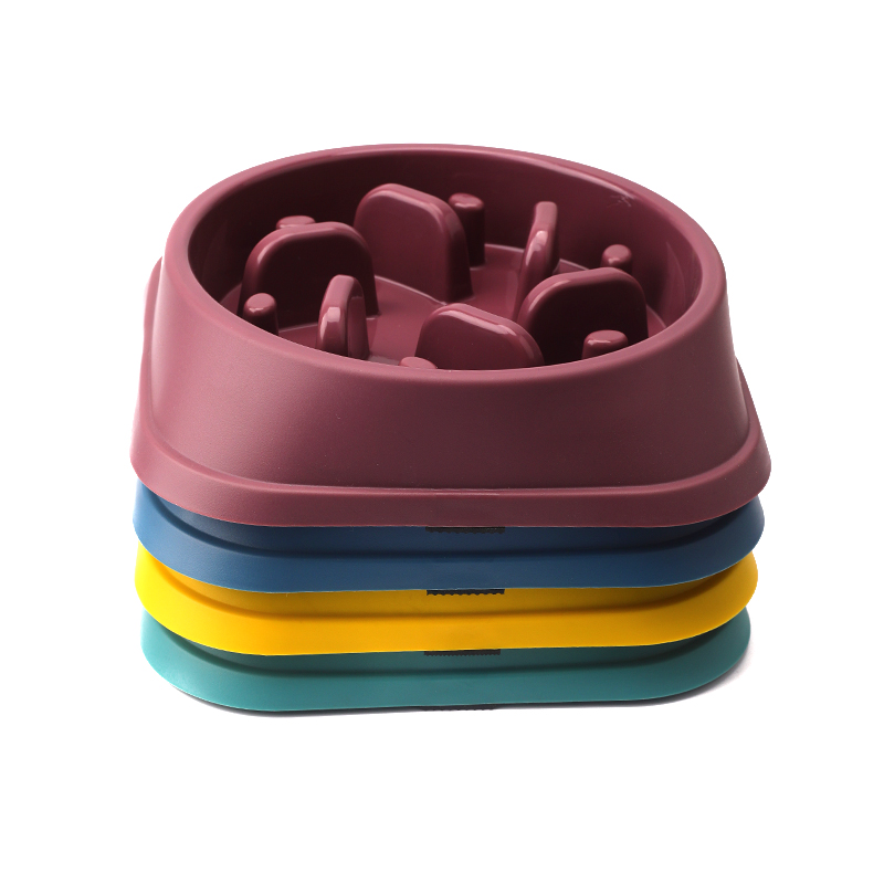Multi-Colored Pet Dish Set: Non-Skid Mat & Slow Eating Plate Combo Pack