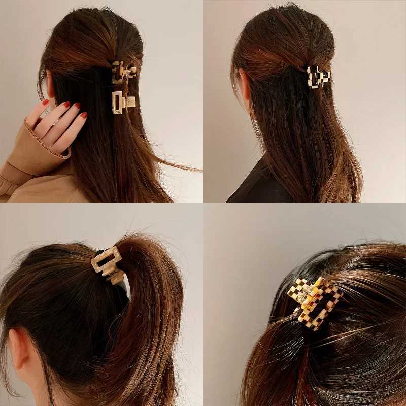 Fashion Hair Claws for Women Acetate Hair Clip Colorful Plaid Small Claw Clip Girls Hair Barrettes Hair Accessories 2022 New Z250707