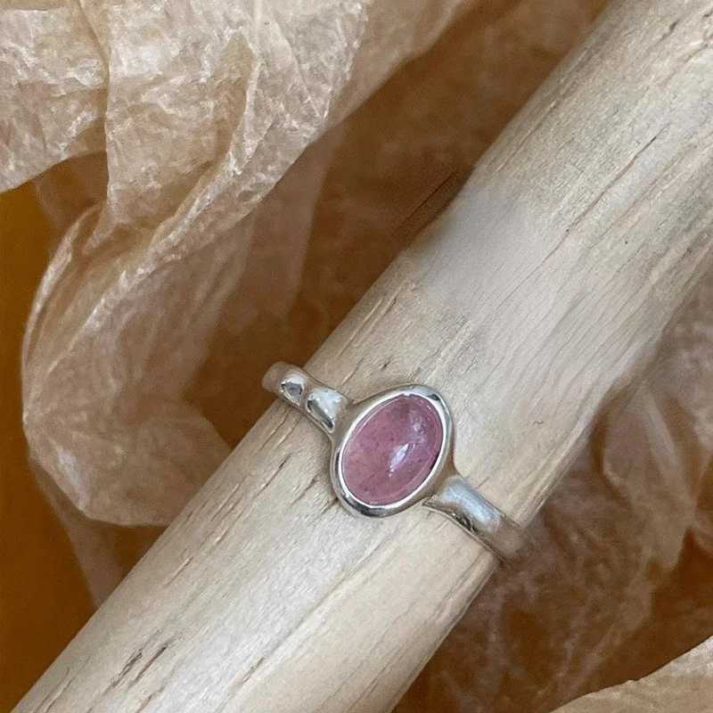 925 Sterling Rings for Women Red Stone Fashion Geometric Vintage Handmade Irregular Ring Party Gifts XJ250707