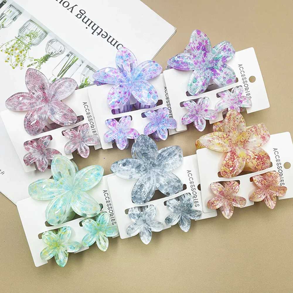 3pcs/set Sweet Flower Shark Hair Claws Clips Hairpins Barrettes for Girls Women Fashion Headwear Wedding Accessories Gift Y250707