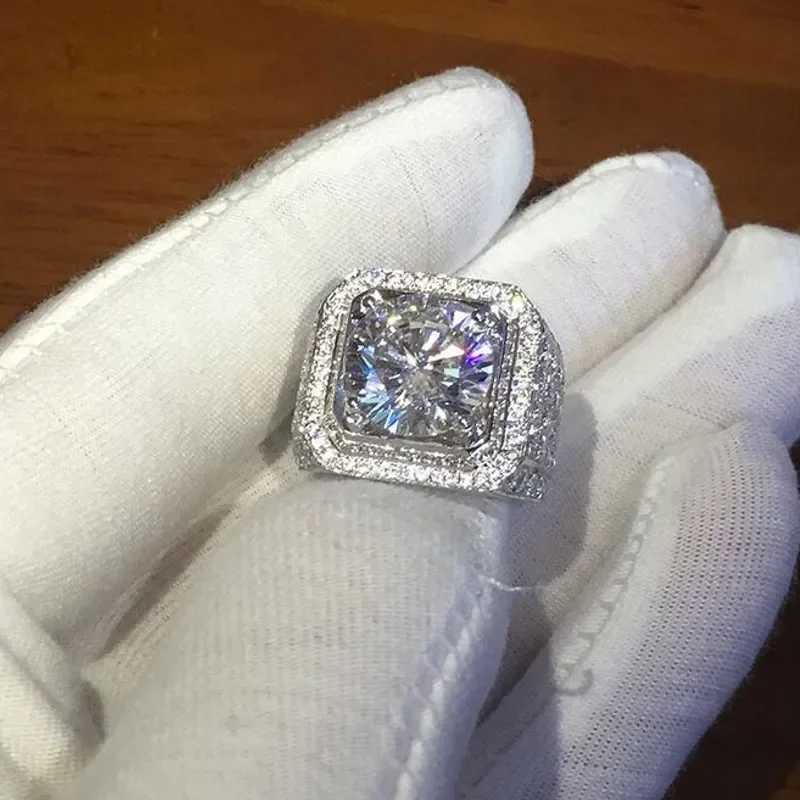 Mens 925 Sterling Silver Ring 2ct Simulated Diamond Engagement Wedding Bands Boys Sapphire Jewelry Size 8-13 Boy Gift XJ250707