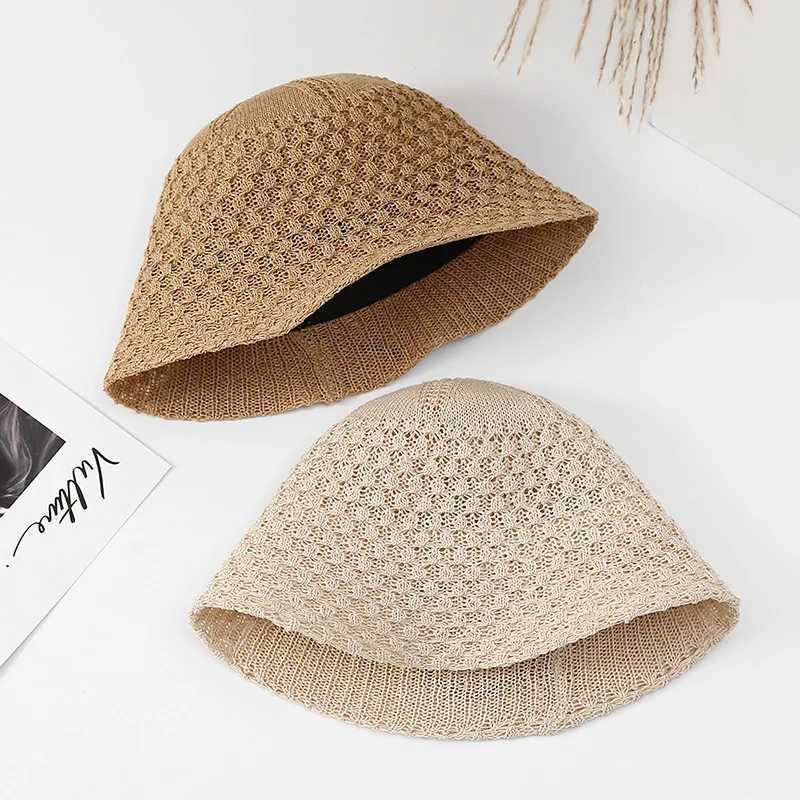 Summer Linen Bucket Hat for Women Breathable Sun Protection Knitted Fisherman Hat Panama Caps for Ladies Sombrero Pescador Y250707