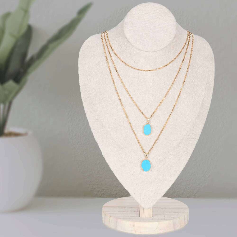Design Bohemian Natural Copper Chain Howlite Women's Stone Pendant Necklace