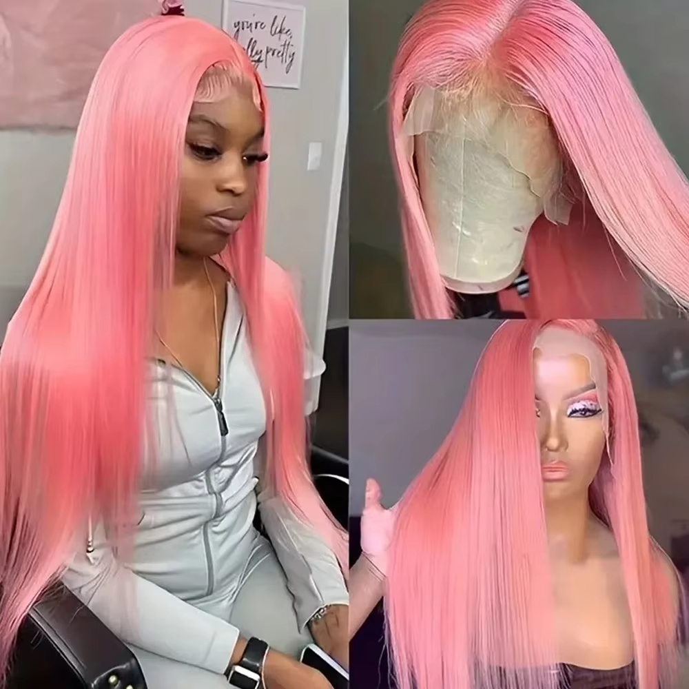Black Purple Color Lace Frontal Wig Look Like Really Human Hair Wigs Bone Straight 13x4 Synthetic Lace Front Wigs Ready To Wear Wig 200 Density HD Tra