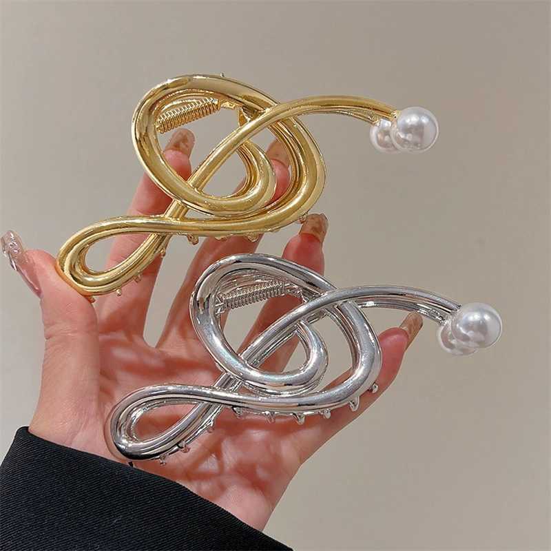 New Notes Metal Pearl Hair Claw Elegant Shark Clip Girls Ponytail Claw Clip 2023 New Hair Accessories Headwear Gift Z250707