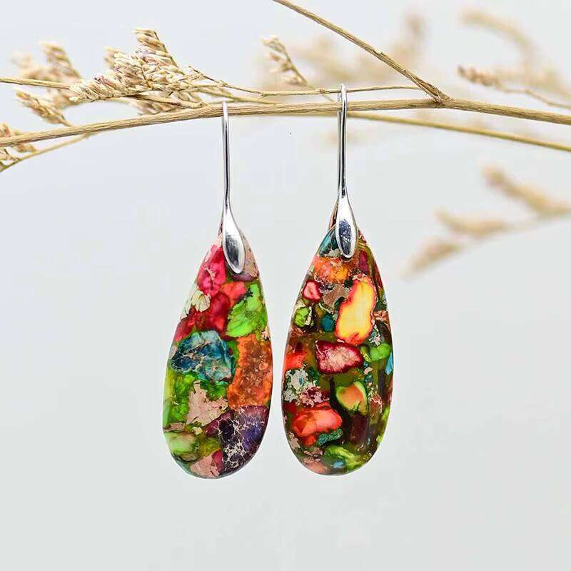 New Multi-color Matching Water Drop Natural Stone fashion Women's Earrings