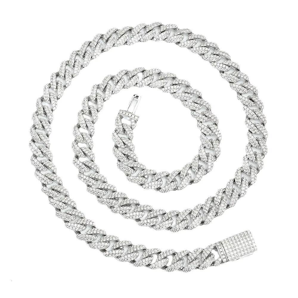 New Fashion Hip Hop Fine Jewellery Men's S Sier Cuban Moissanite Iced Out Chain Necklace