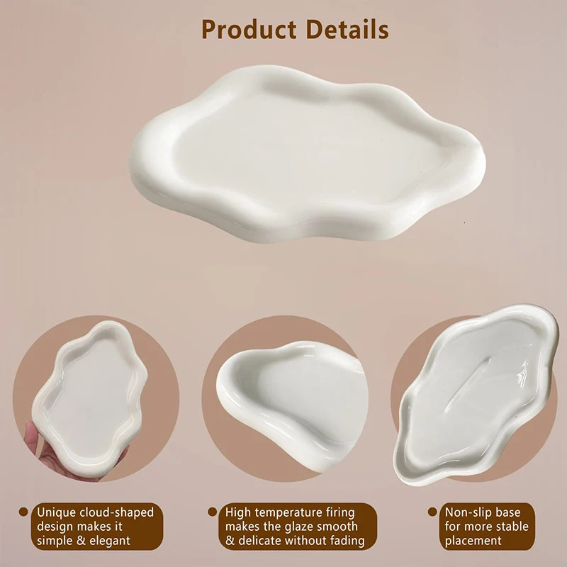 Jewelry Dish for Women Trinket Tray Dish Cloud Shape Ceramic Plate Watch Keys Tray Ring Dish Holder for Mothers Day Gift 250702