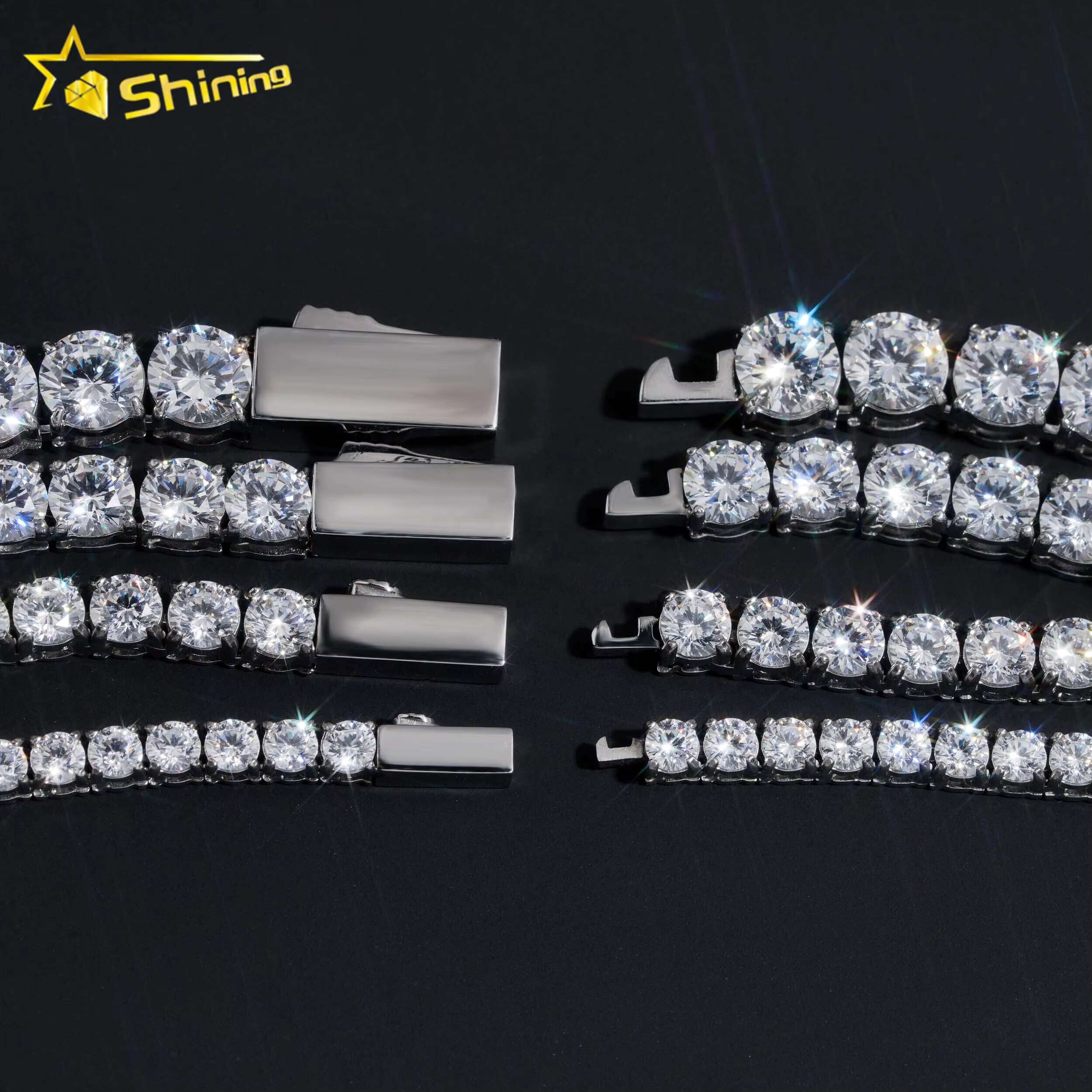 Factory Lowest Prices 3mm 4mm 5mm 6mm Wholesale 925 silver Hip Hop Necklace Moissanite vvs1 Tennis Chains