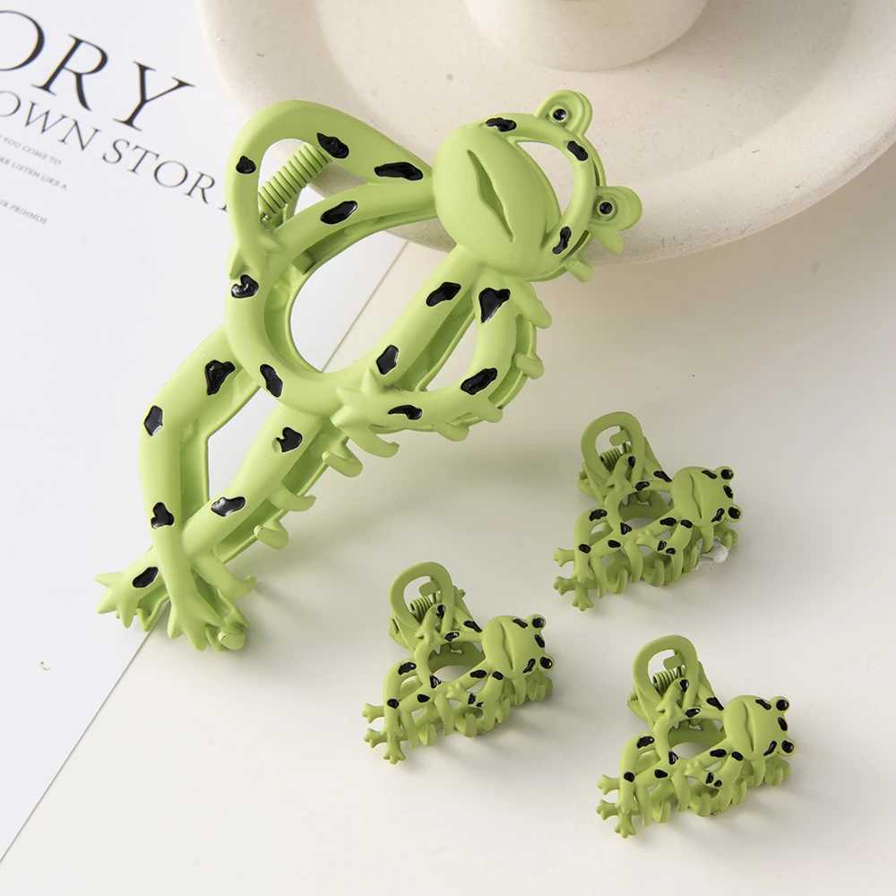 Alloy Cartoon Frog Hair Claw Clip Cute Green Hairpin Clips Free Shipping Barrettes Ponytail Women Girl Shark Hair Accessories Y250707