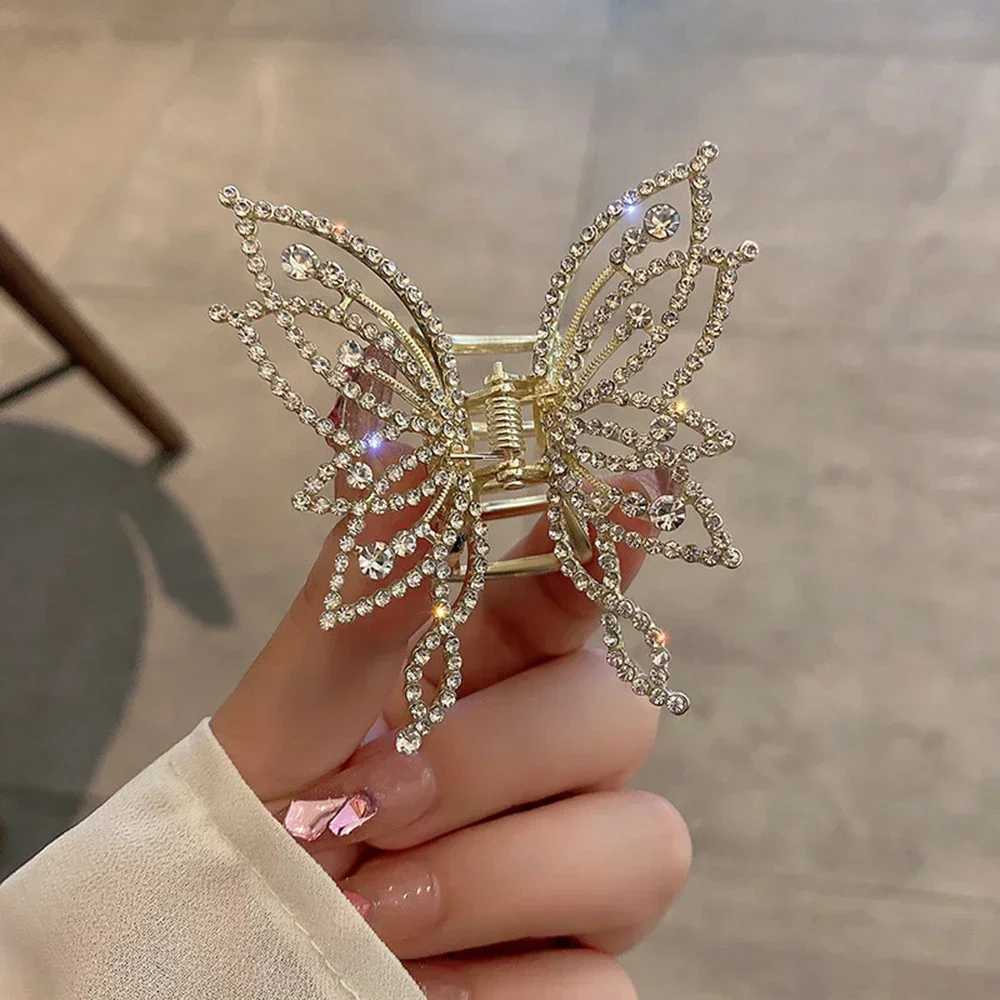 Fashion Metal Openwork Hair Claw Butterfly Clips for Women Girls Elegant Ponytail Clip Vintage Pin Accessories Y250707