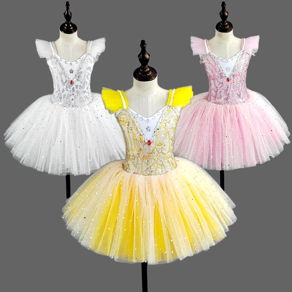 Girls' dance dresses children's sequin ballet dresses campus dance programs stage group performances costumes for ballet dancers for dance p