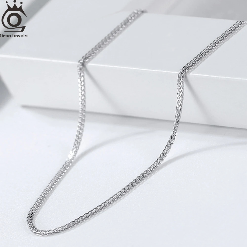 ORSA JEWELS Genuine 925 Sterling Silver Chopin Chain Necklace Minimalism Style 925 Chopin Chain 40-60cm SC53 250702
