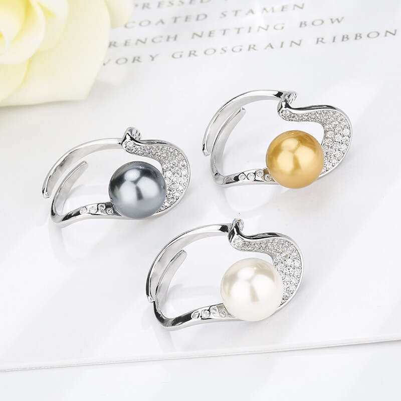 Huayoumei Jewelry Ring Accessories South Sea Australian White Mysterious Gray Pearl Women's Fashion Versatile Niche Goods Aff