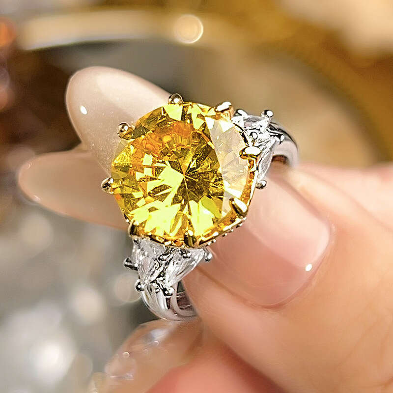 New Style Jewelry Colorful Gem Round Fashion Heavy Craft Luxury Inlaid For Women Two-Tone Gold-Plated Ring Ed3