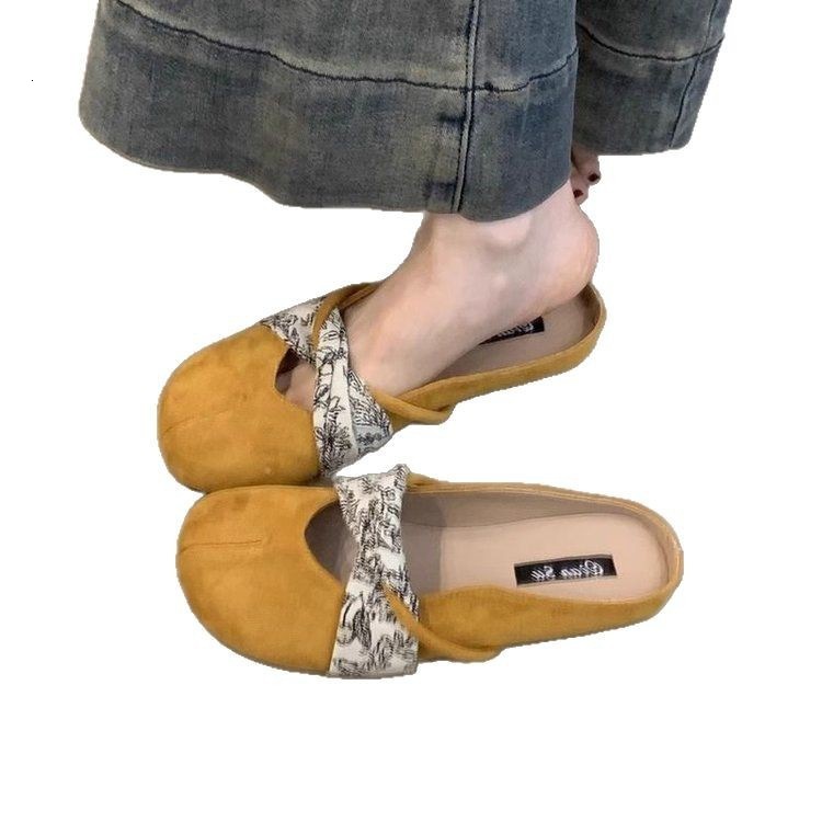 Forest Style Artistic Designer Half Slippers for Women 2025 Spring Summer Outdoor Slip-On Lazy Flat German Training Shoes