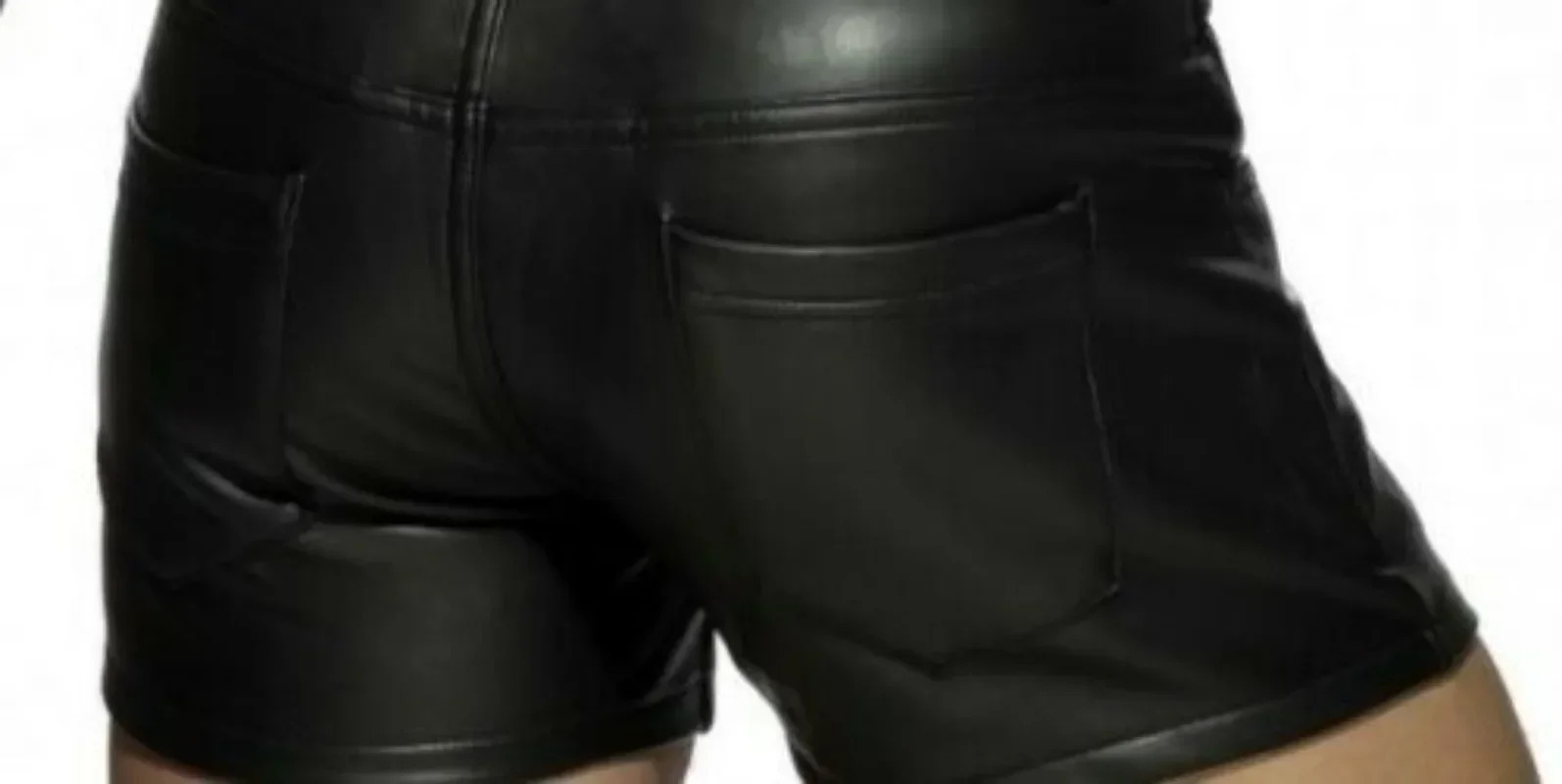 Men Faux Leather Shorts PU Pants Casual Summer Club Punk Style Pocket Male Street Fashion Black 2024 Clothing 250704