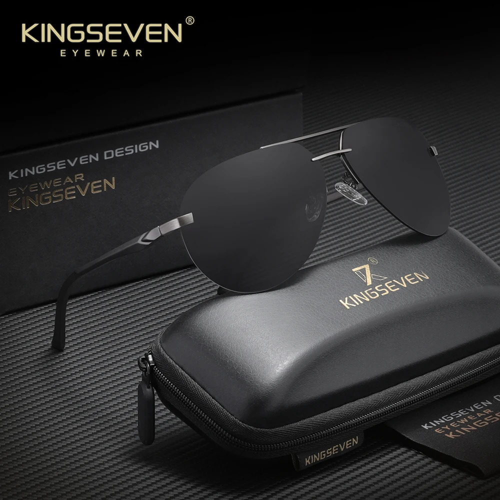 Kingseven Retro Pilot Sunglasses Men Women Driving Travel Rimless Half Frame Glasses Classical AntiGlare Vintage Male Eyewear 250707
