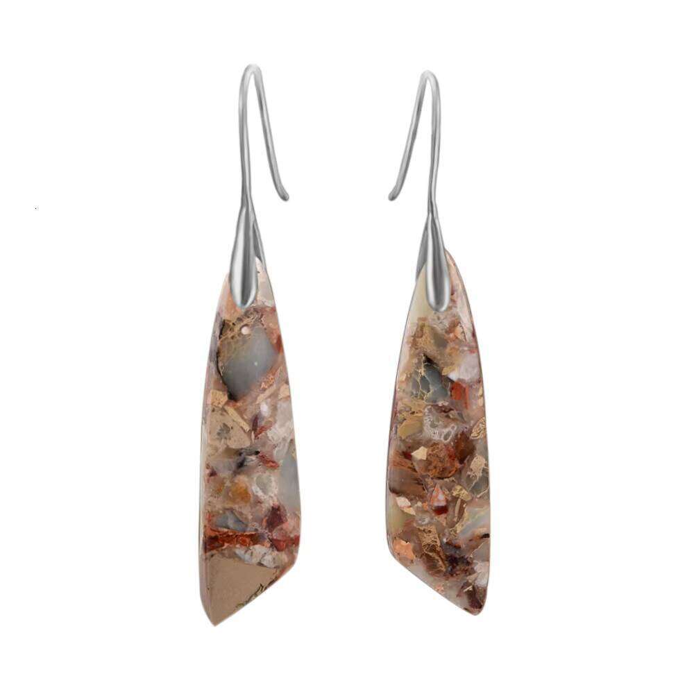 Fashionable Geometric Stone Jasper Earrings Bohemian Style Clearance