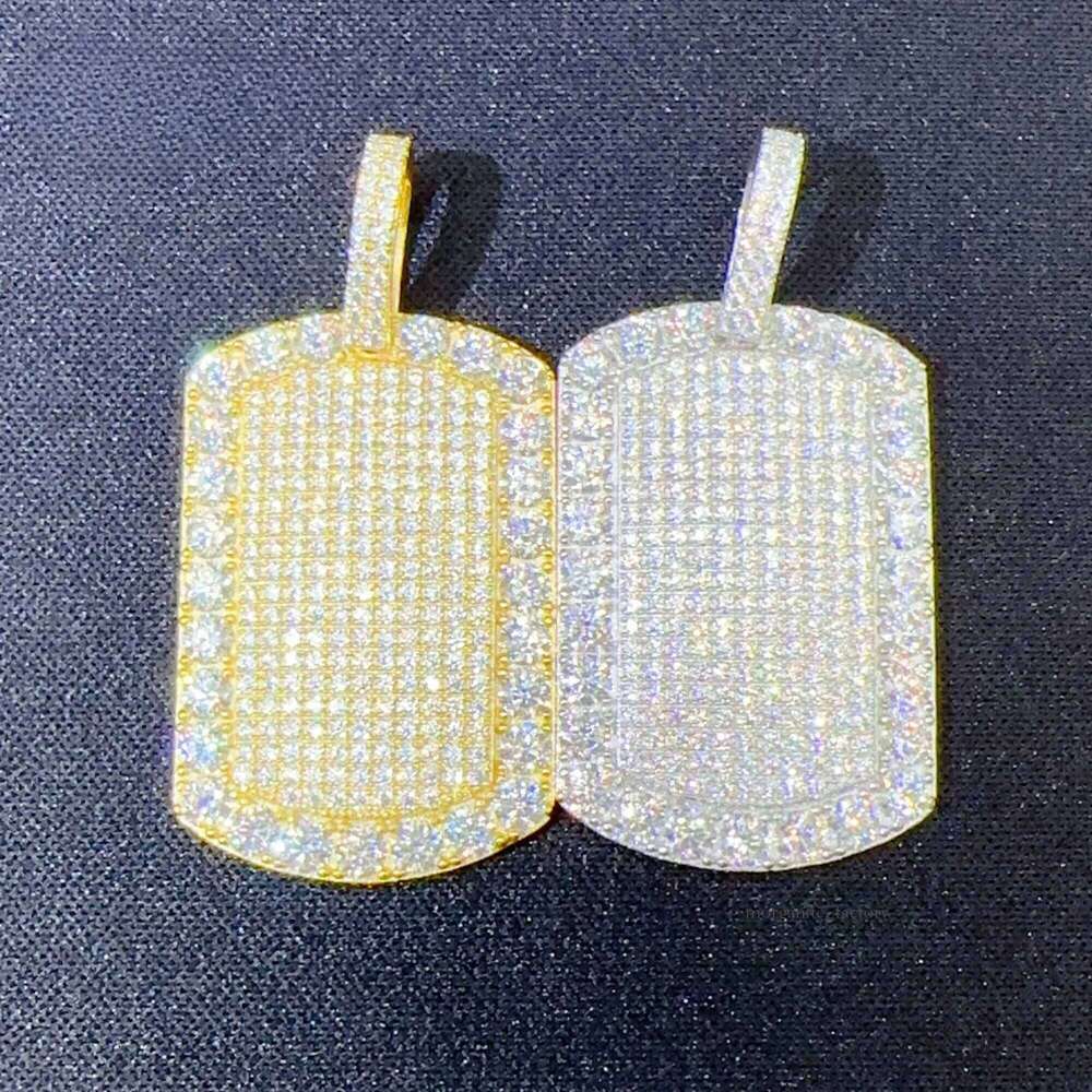 Hot sell Iced out dog tag sier lab dia jewelry men women hip hop GRA certified moissanite necklace pendant