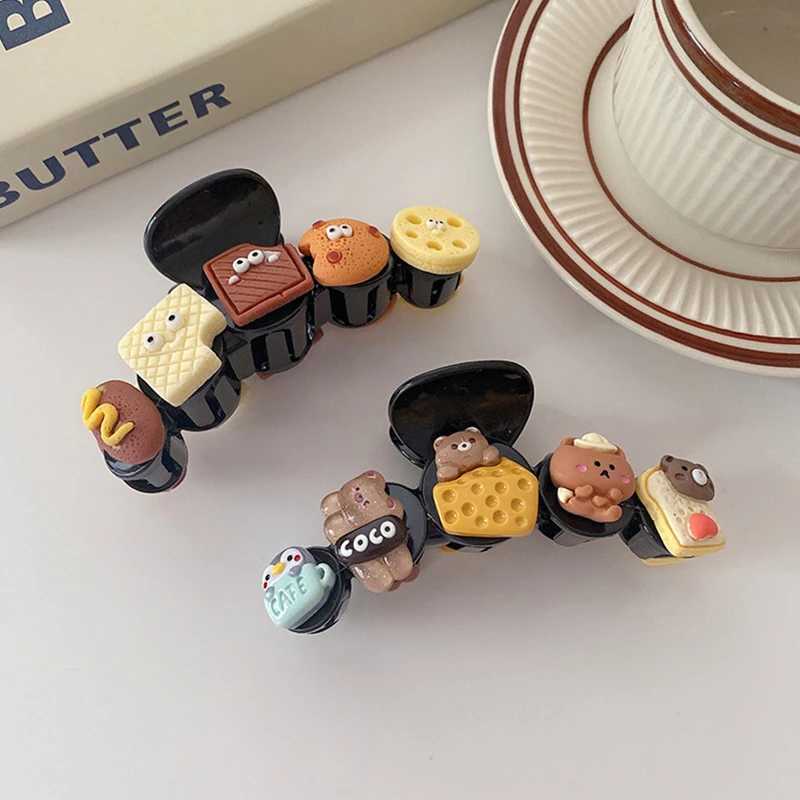 New Cute Cartoon Hair Claw Biscuits Hairpin Bow For Women Girls Creative Hair Decorate Hair Clip Ponytail Shark Hair Accessories Z250707