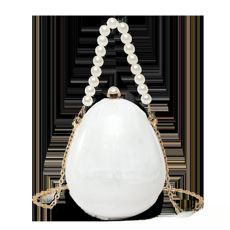 Cross border niche amber pattern irregular acrylic shell handbag designer bag banquet goose egg box bead tote trend basket trend shoulder bag