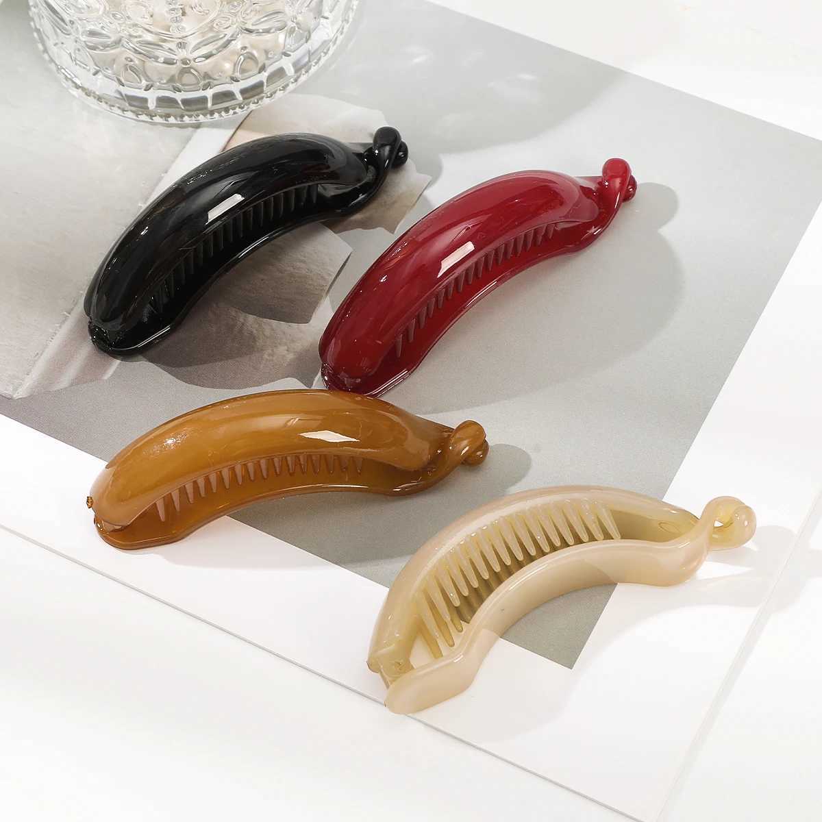 Jelly Color Banana Clip Hair Claw Ponytail Buckle Ponytail Holders Hairpins Barrettes for Women and Girls Barrettes Hair Accessories Y250707